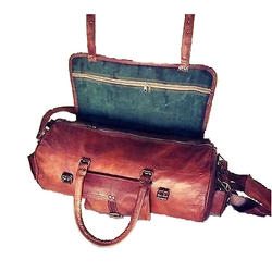 Vintage Brown Handmade Genuine Leather Duffle Bag Leather Bags Gallery
