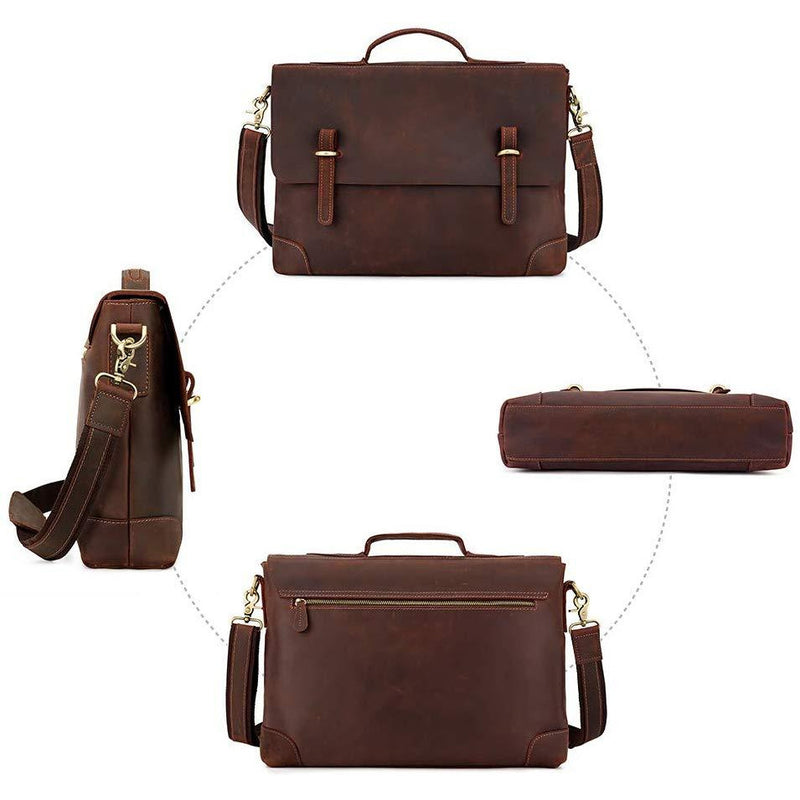 Full Grain Cowhide Leather Briefcase Bag - Large Leather Bags Gallery