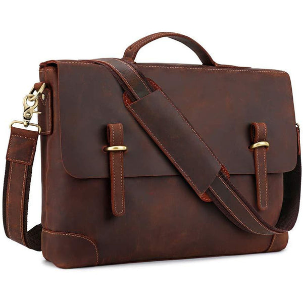 Kattee Genuine Leather Messenger Bag Tote Leisure 15 inch Laptop Briefcase