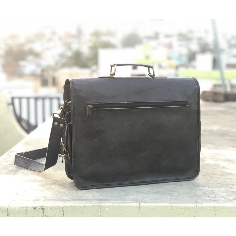 Handmade Vintage Black Leather Briefcase Leather Bags Gallery