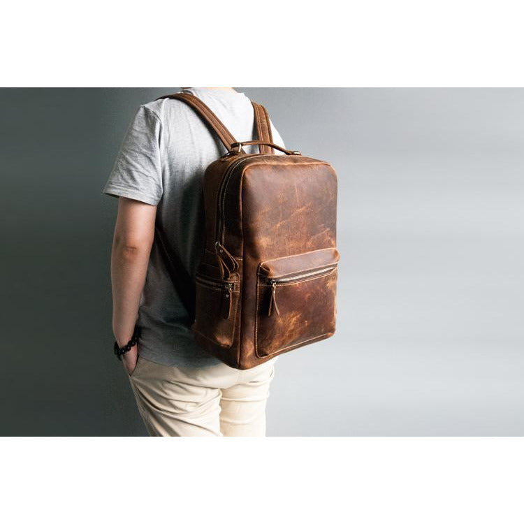 Genuine Vintage Handmade Cosmic Brown Leather Adventure Backpack Leather Bags Gallery