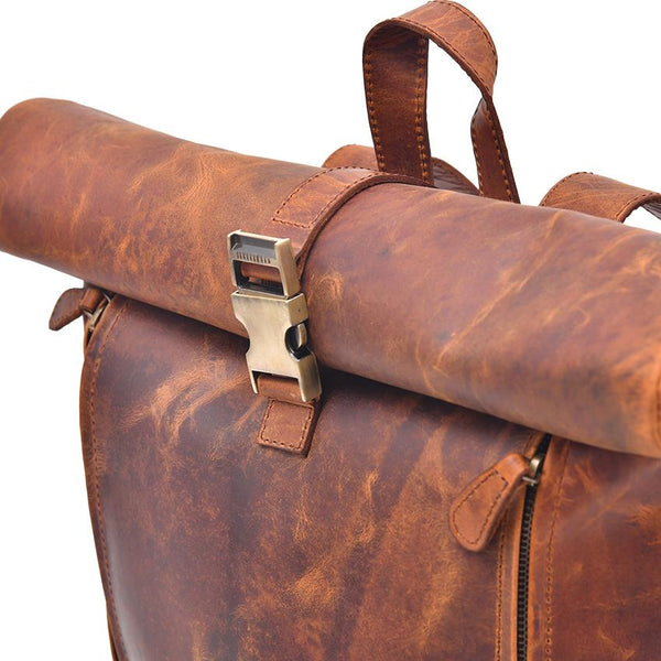 Roll Up Genuine Leather Backpack Leather Bags Gallery