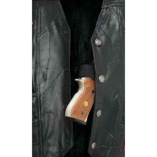 Mens Black Buffalo Leather CONCEALED CARRY VEST Gun Holster CCW Motorcycle Biker Leather Bags Gallery