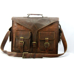 Men's Genuine Vintage Brown Leather Messenger Bag