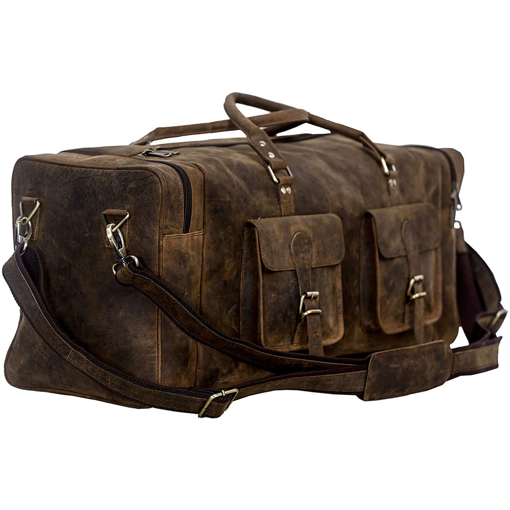 Handmade Top Grain Leather Travel Duffle Bags Designer Overnight Bag Men's  Gym Bag