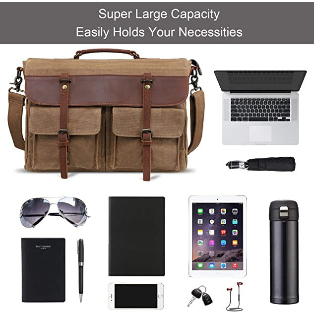 Canvas and Leather Briefcase Laptop Bag Leather Bags Gallery