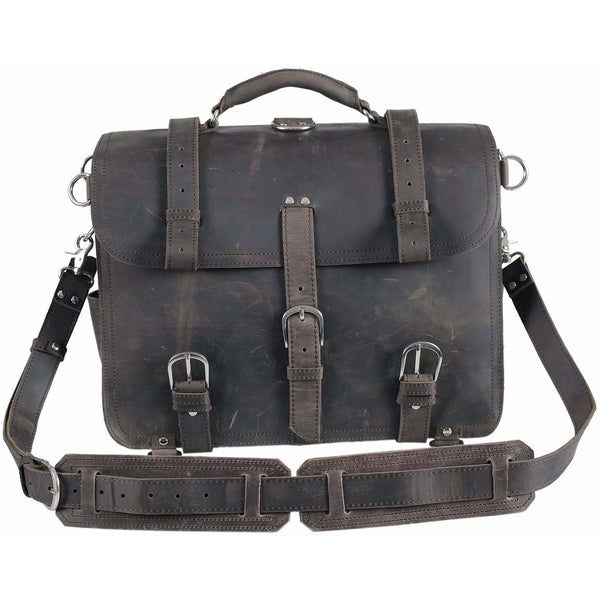 Full Grain Cow Leather Briefcase Backpack - Black Leather Bags Gallery