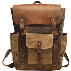 Vintage Canvas Waxed Leather Backpack w/Laptop Storage Leather Bags Gallery