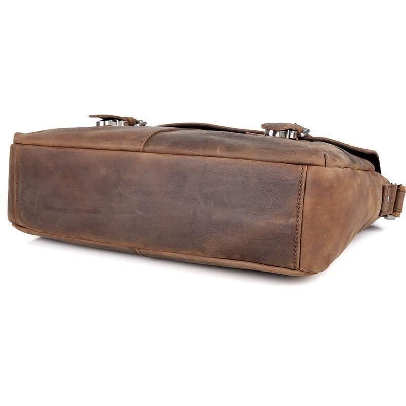 S.worker Vintage Genuine Leather Men's Briefcase Laptop Messenger Bag Crazy  Horse Leather Handbag Cowhide Retro Casual Style - Temu