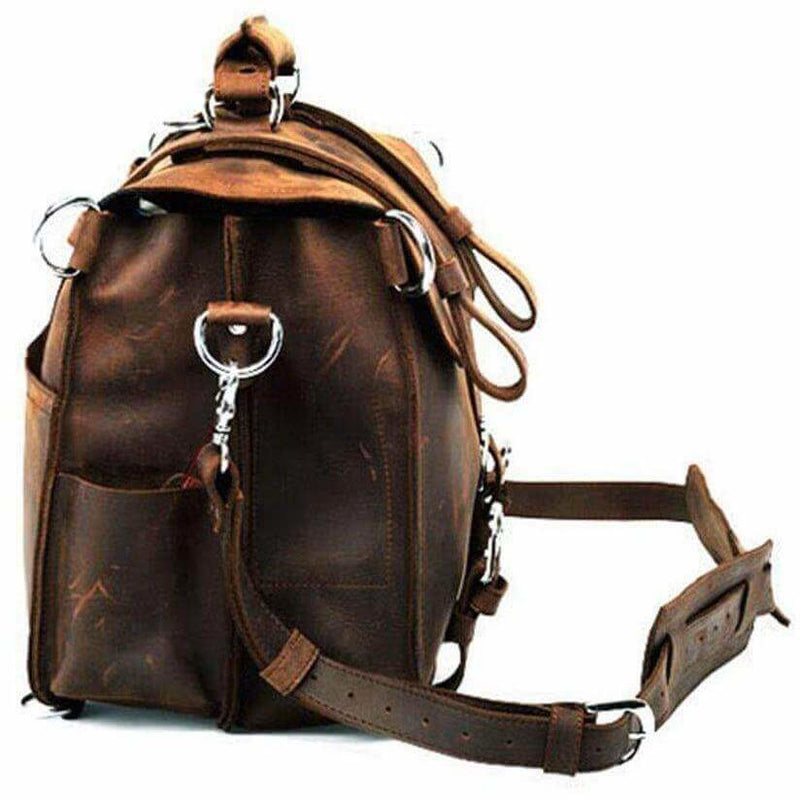 Full Grain Cow Leather Briefcase Backpack - Brown Leather Bags Gallery