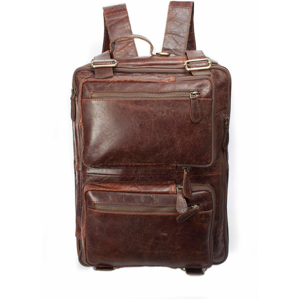 Multi-Function Large Brown Leather Travel Briefcase Backpack Leather Bags Gallery