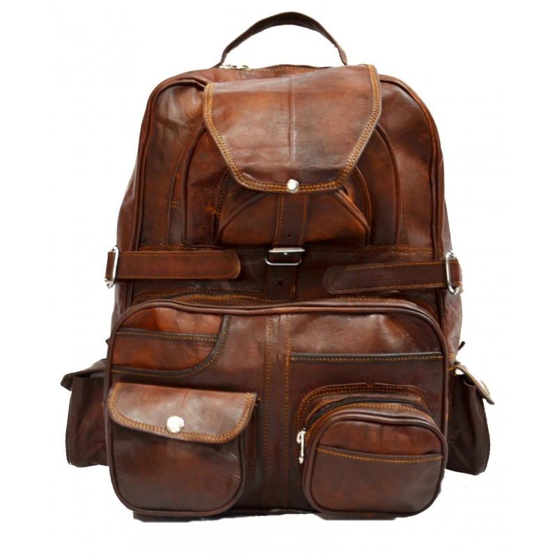 Extra Large Vintage Leather Rucksack Backpack with Multi Function Pockets Leather Bags Gallery