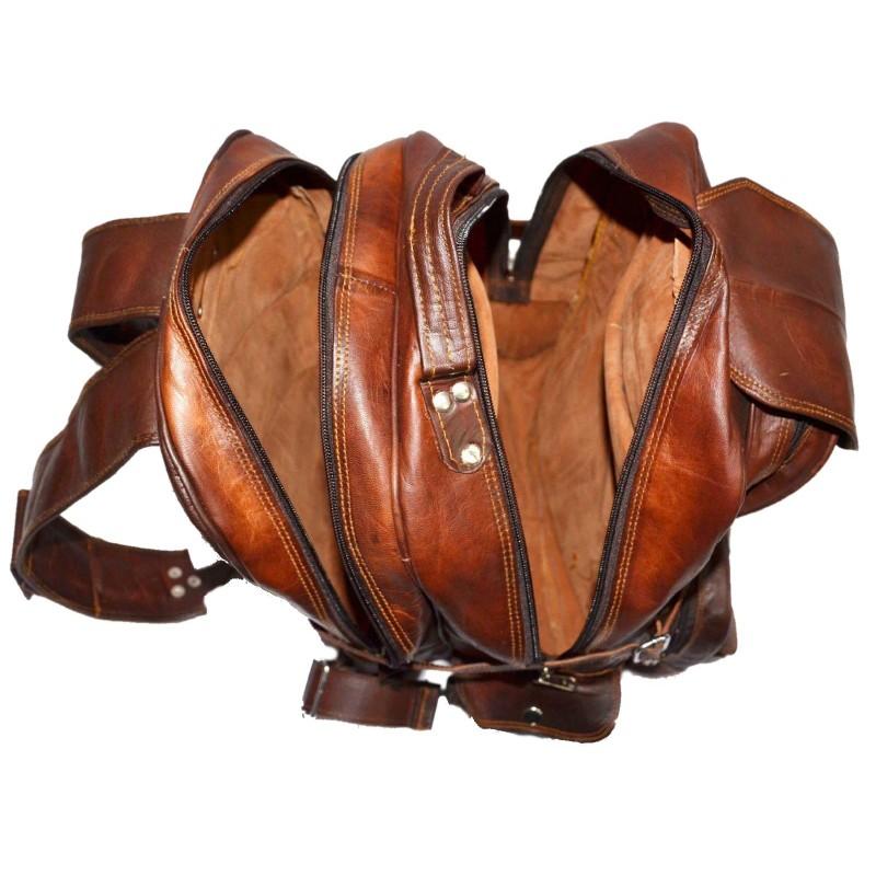 Extra Large Vintage Leather Rucksack Backpack with Multi Function Pockets Leather Bags Gallery