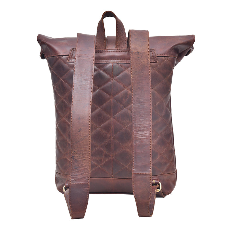 Roll Up Genuine Leather Backpack in Dark Color Leather Bags Gallery