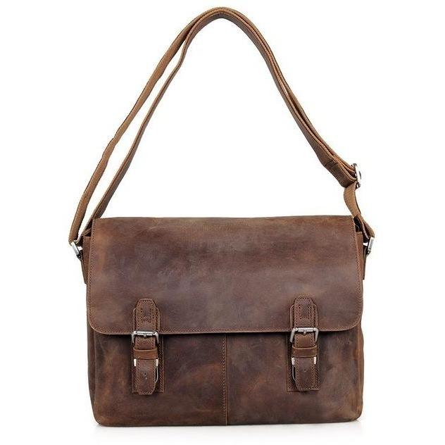Vintage Crazy Horse Leather Messenger Briefcase | Leather Bags Gallery