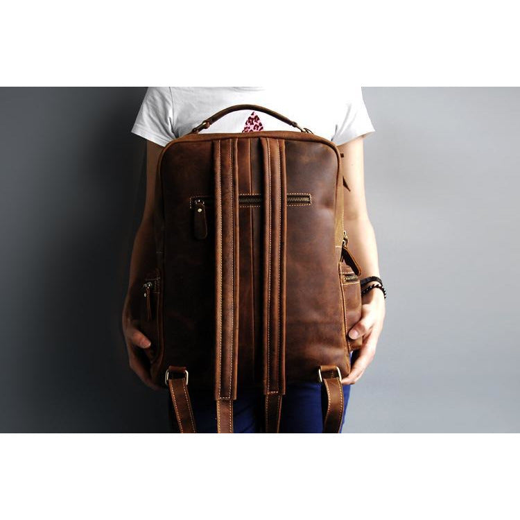 Genuine Vintage Handmade Cosmic Brown Leather Adventure Backpack Leather Bags Gallery
