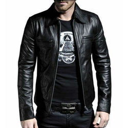 Genuine Black Leather Jacket With Long Collar Leather Bags Gallery