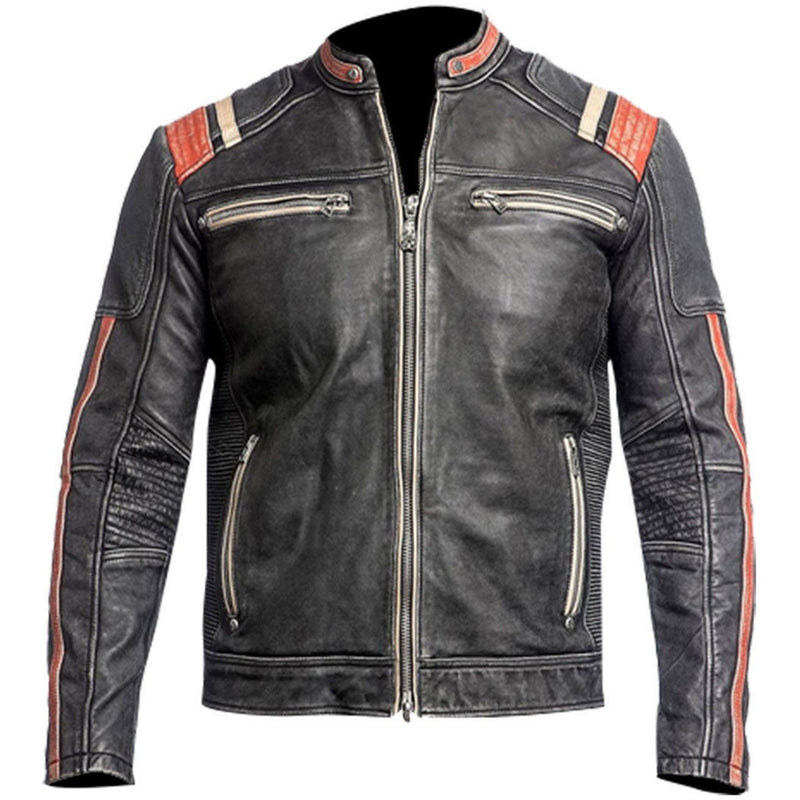 Genuine Leather Distressed Dark Black Handmade Motorcycle Jacket Leather Bags Gallery