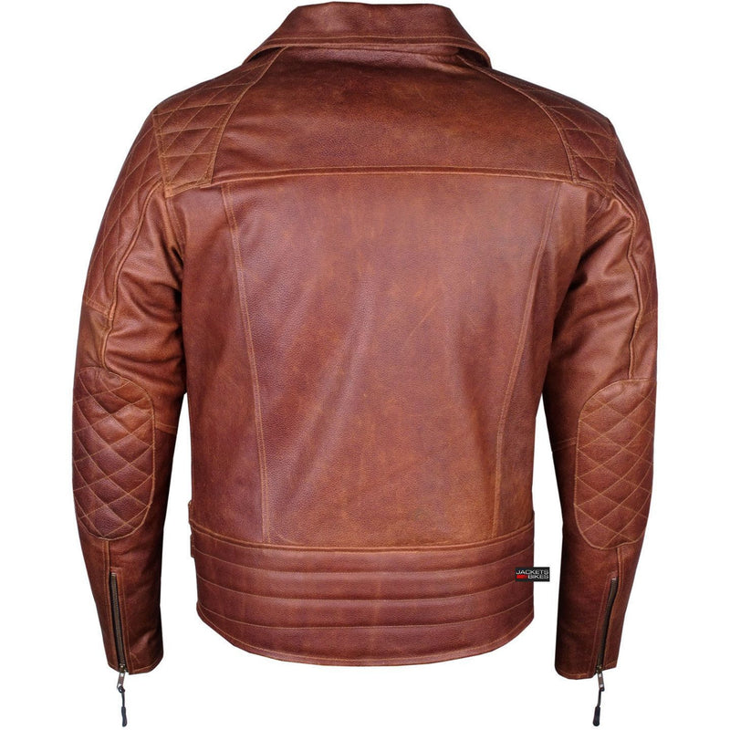 Men's Motorcycle Distressed Brown Heavy-Duty Biker Leather Armor Jacket Leather Bags Gallery