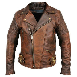 Men's Vintage Biker Motorcycle Brown Leather Jacket Leather Bags Gallery