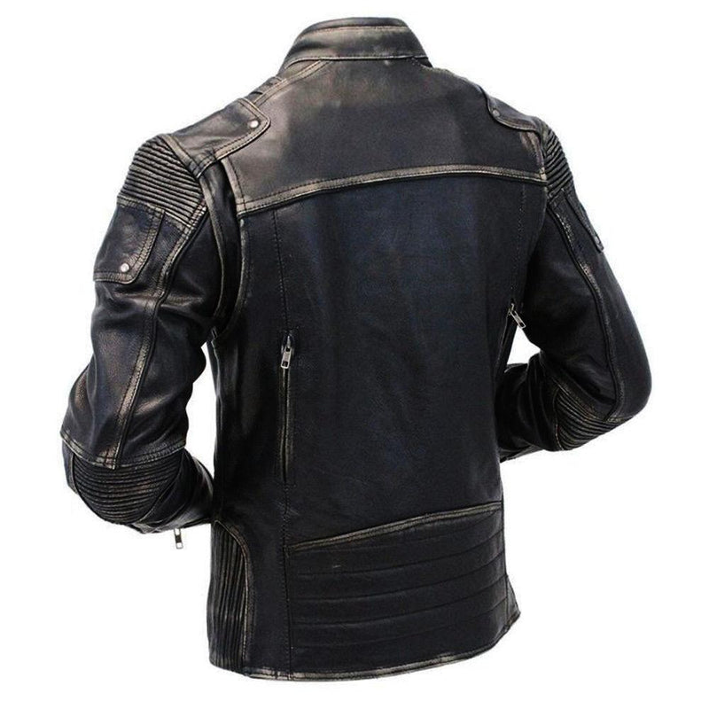 Genuine Cow Leather Distressed Black Racer Jacket Leather Bags Gallery