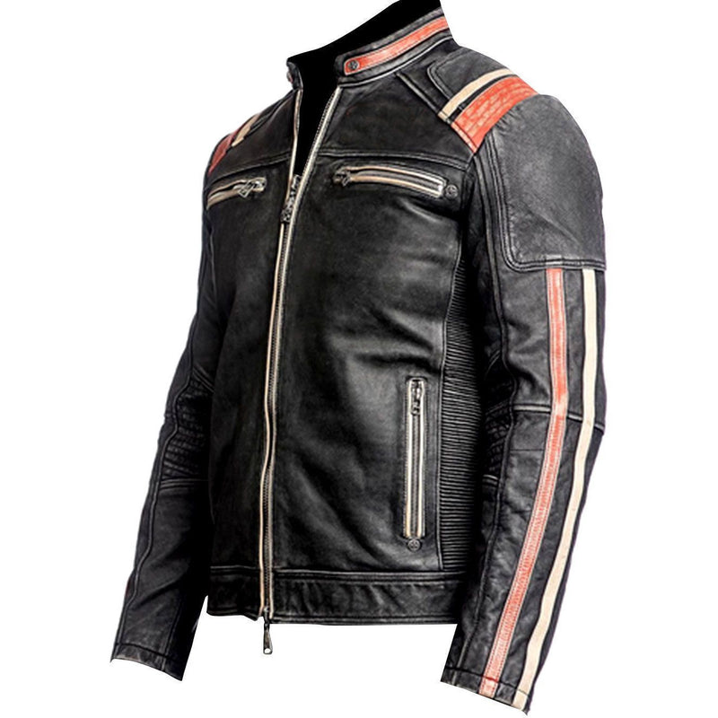 Genuine Leather Distressed Dark Black Handmade Motorcycle Jacket Leather Bags Gallery