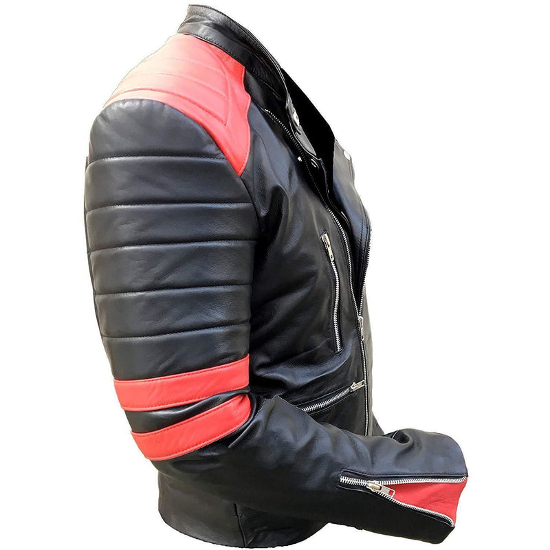 Full Grain Cow Leather Jacket - Black Color W/ Red Theme Leather Bags Gallery