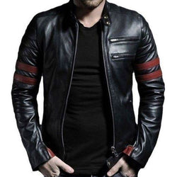 Genuine Leather Mayhem Black Leather Jacket With Red Stripes Leather Bags Gallery
